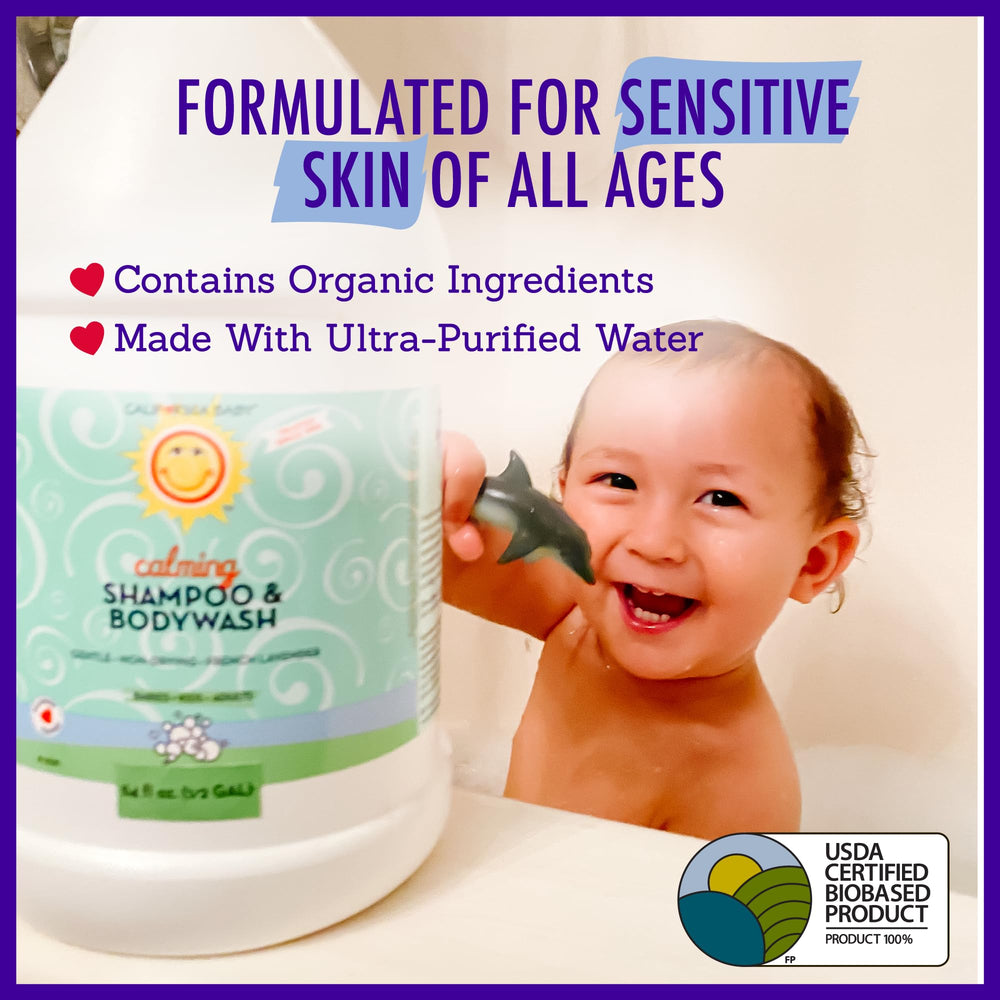 California Baby Calming Bodywash lavender bottle front highlights scent and skin-friendly care
