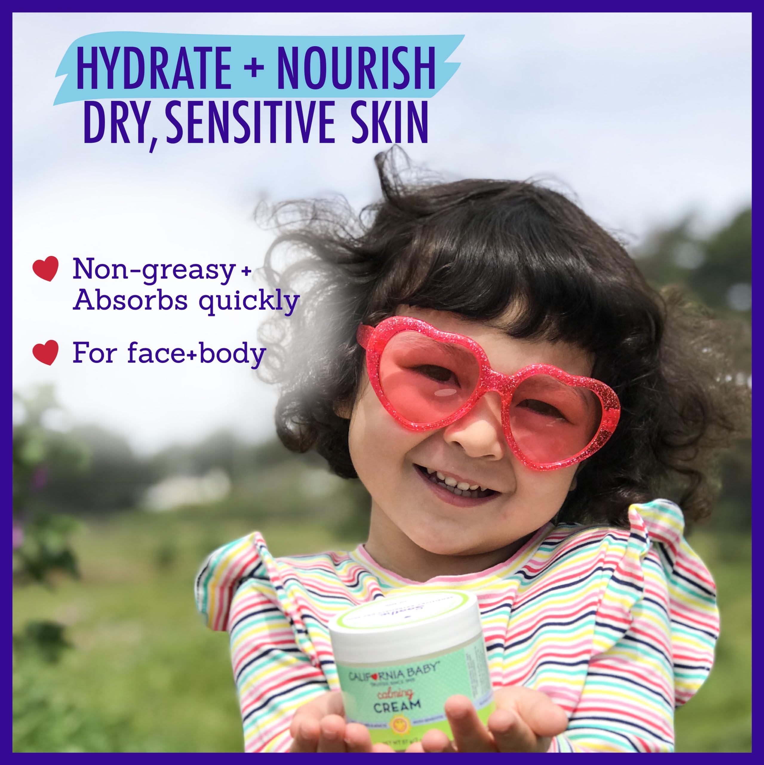 Creamy texture of California Baby Calming Cream ideal for daily face and body care.