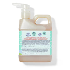 California Baby calming shampoo label closeup emphasizing gentle ingredients.