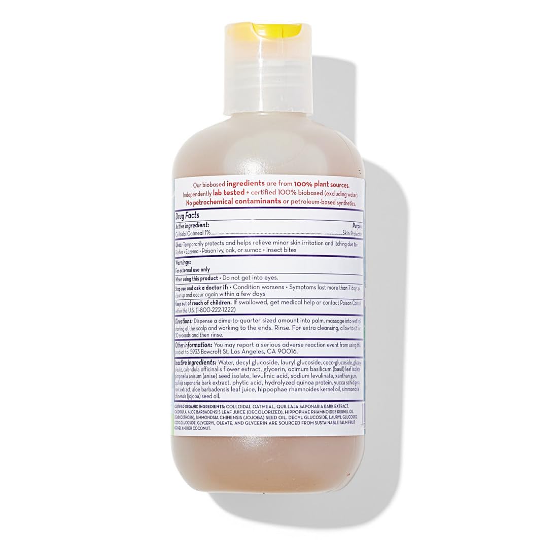 California Baby eczema wash ingredients oatmeal emphasize soothing colloidal oats for irritated skin.