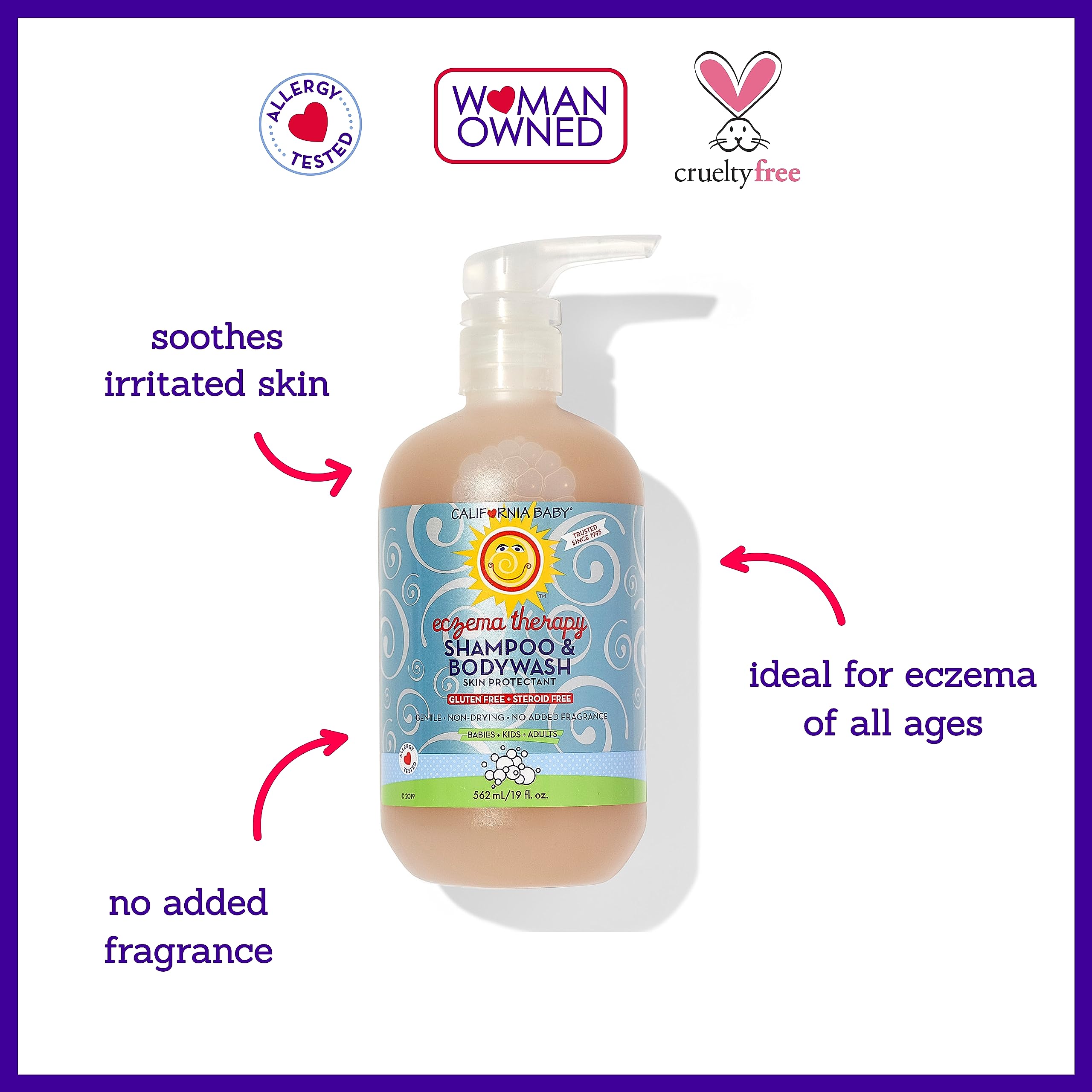 Label close-up highlights colloidal oatmeal and aloe vera benefits.