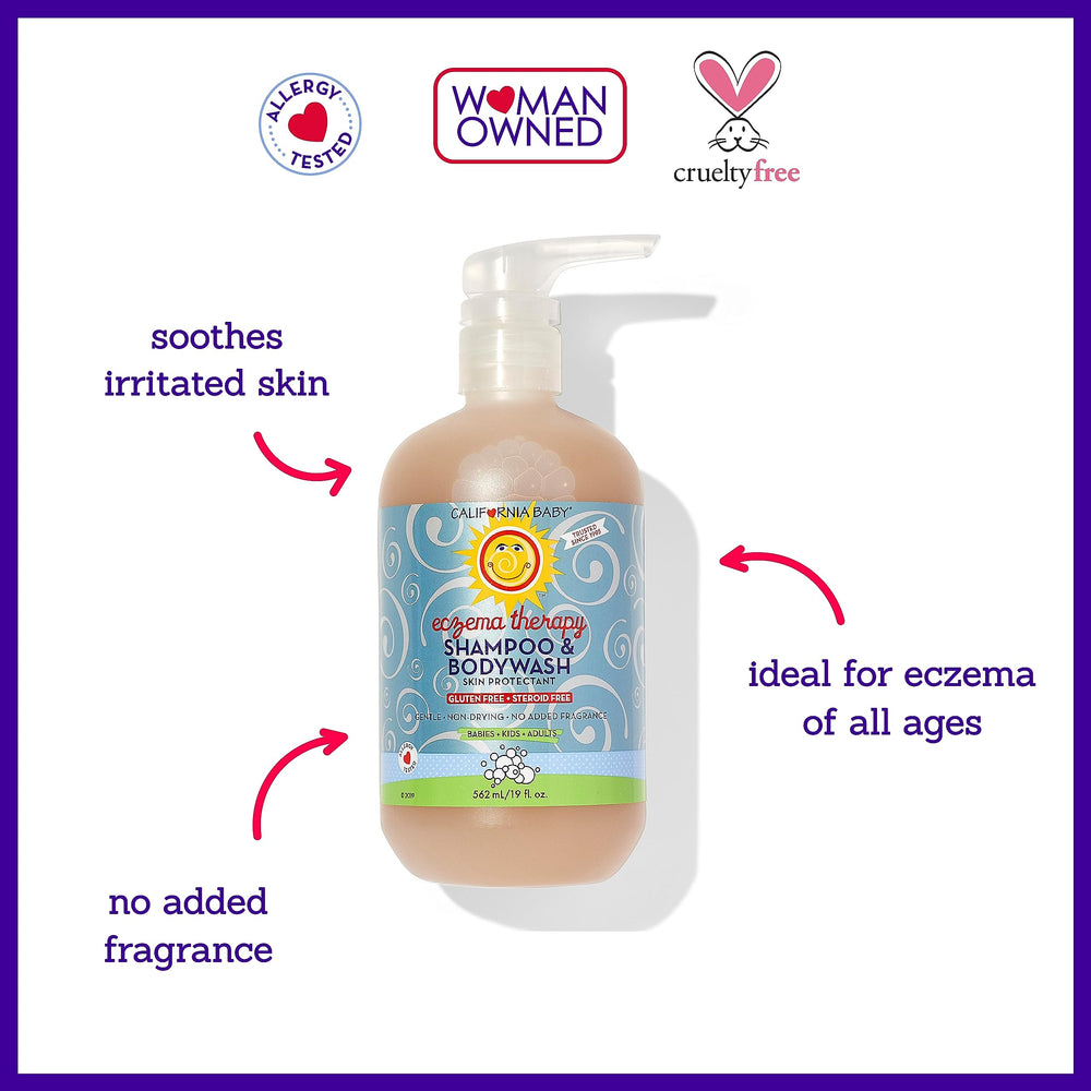 Label close-up highlights colloidal oatmeal and aloe vera benefits.