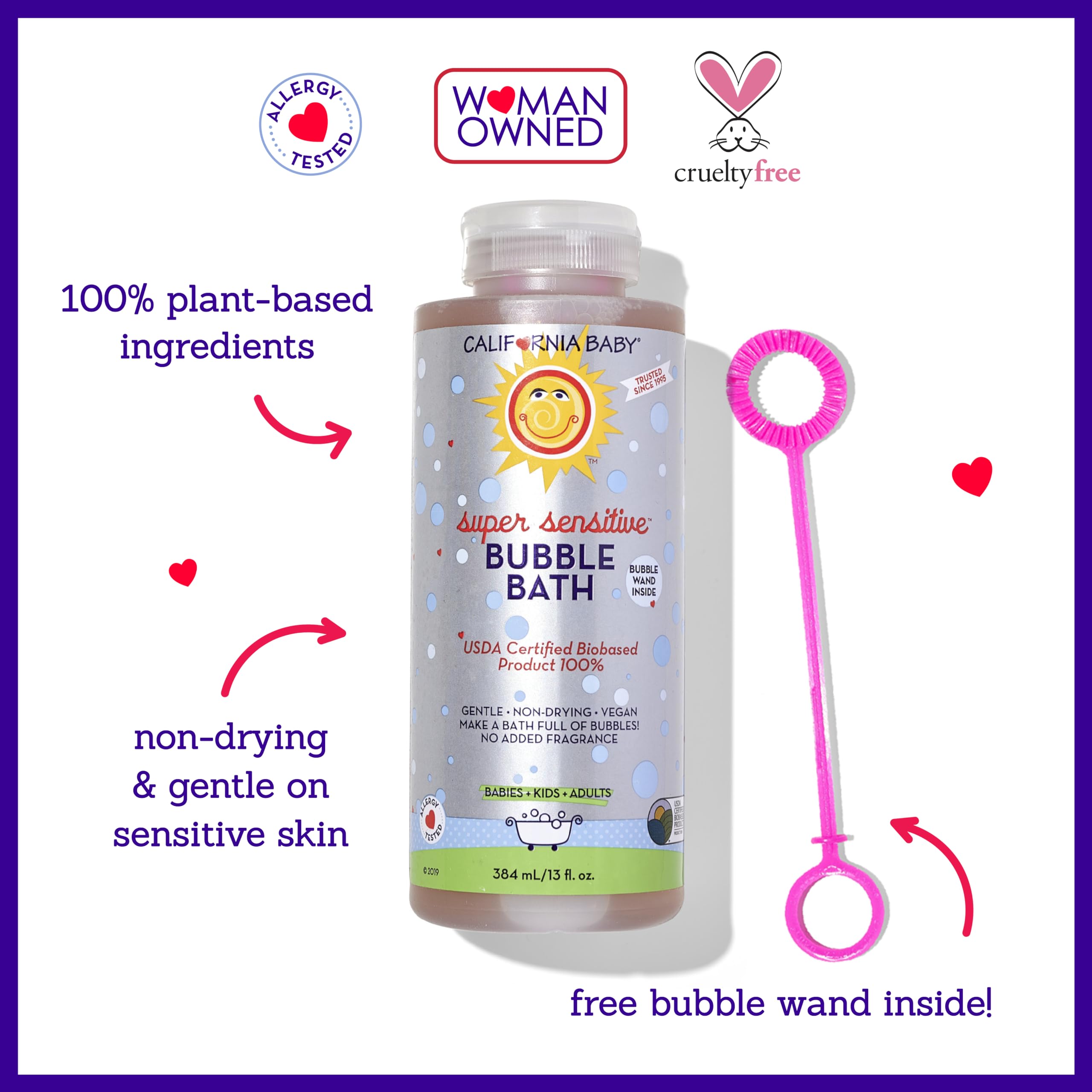 Fragrance-free California Baby bubble bath ideal for toddlers and sensitive noses.