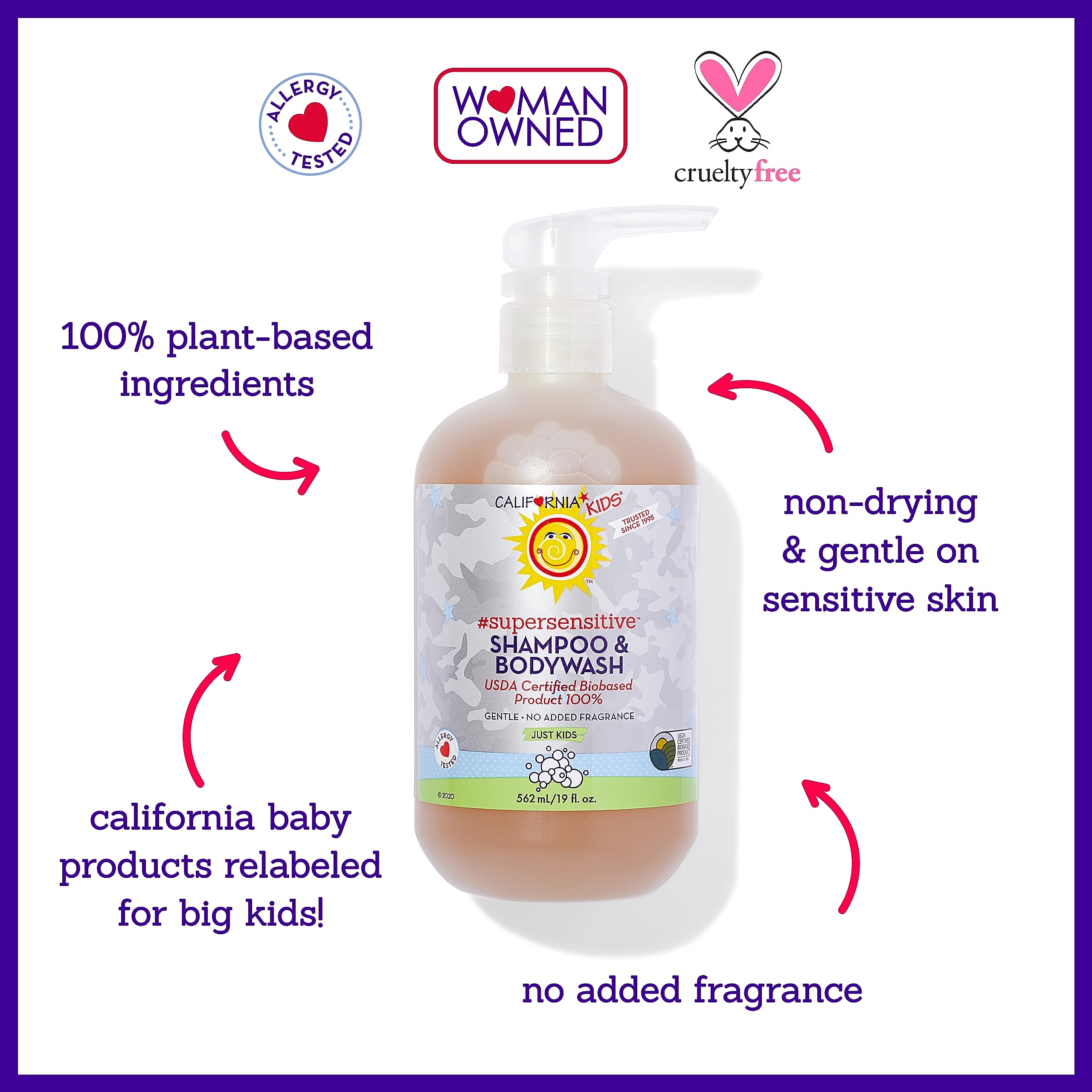 Close-up of fragrance-free shampoo lather from California Baby for sensitive skin