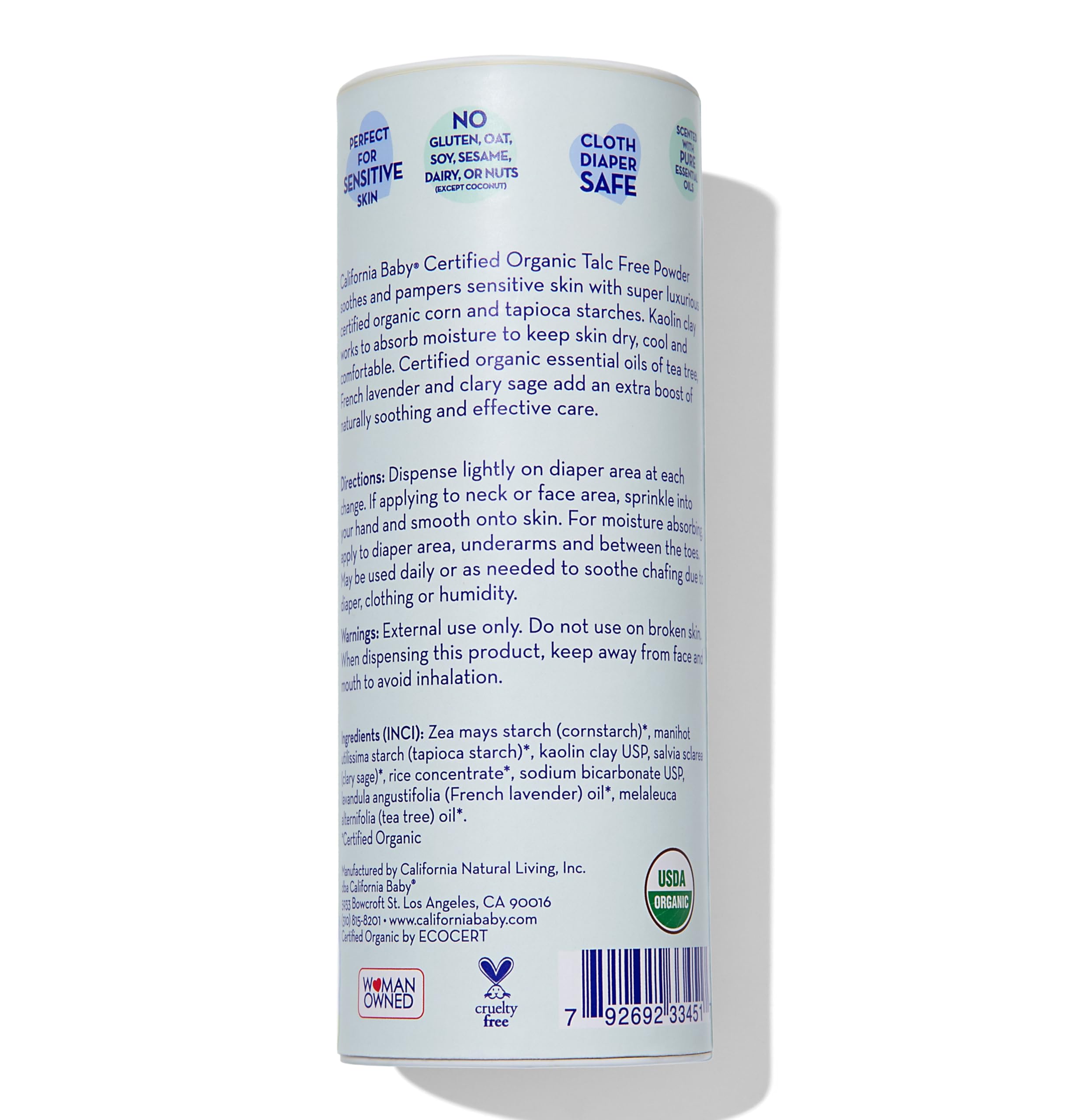 California Baby Powder lavender scent shows a gentle, fresh aroma
