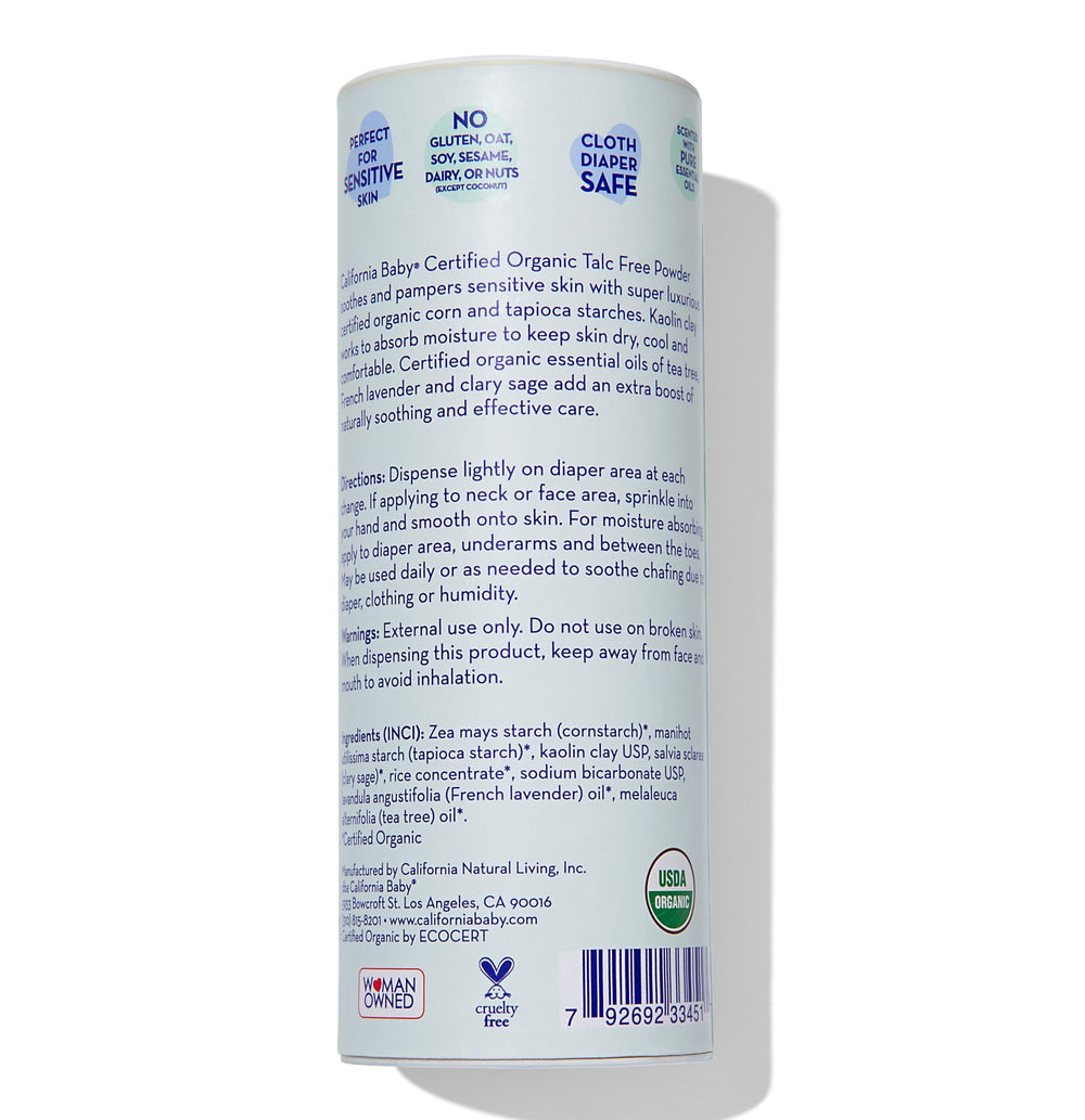 California Baby Powder lavender scent shows a gentle, fresh aroma