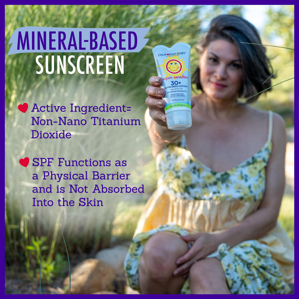 California Baby reef safe sunscreen with travel-friendly packaging.
