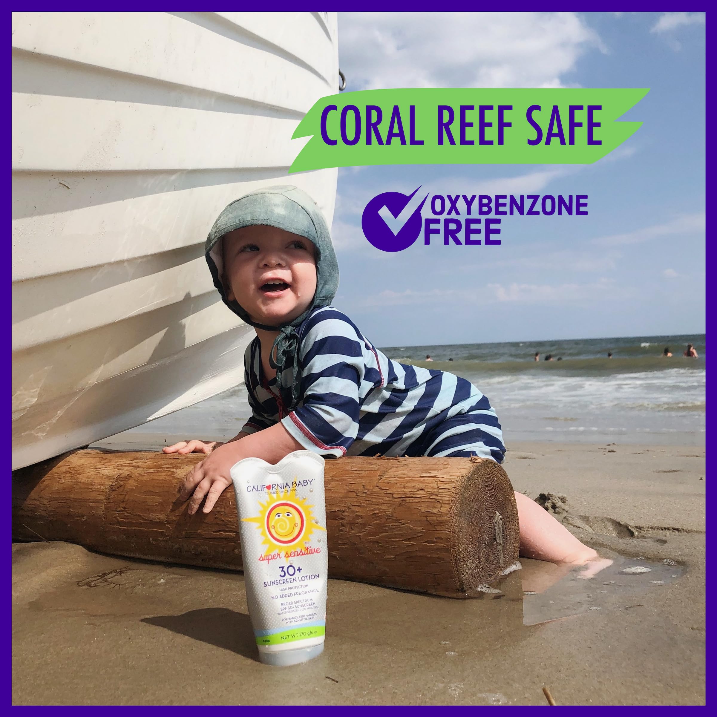 California Baby sunscreen in water to show its resistance.