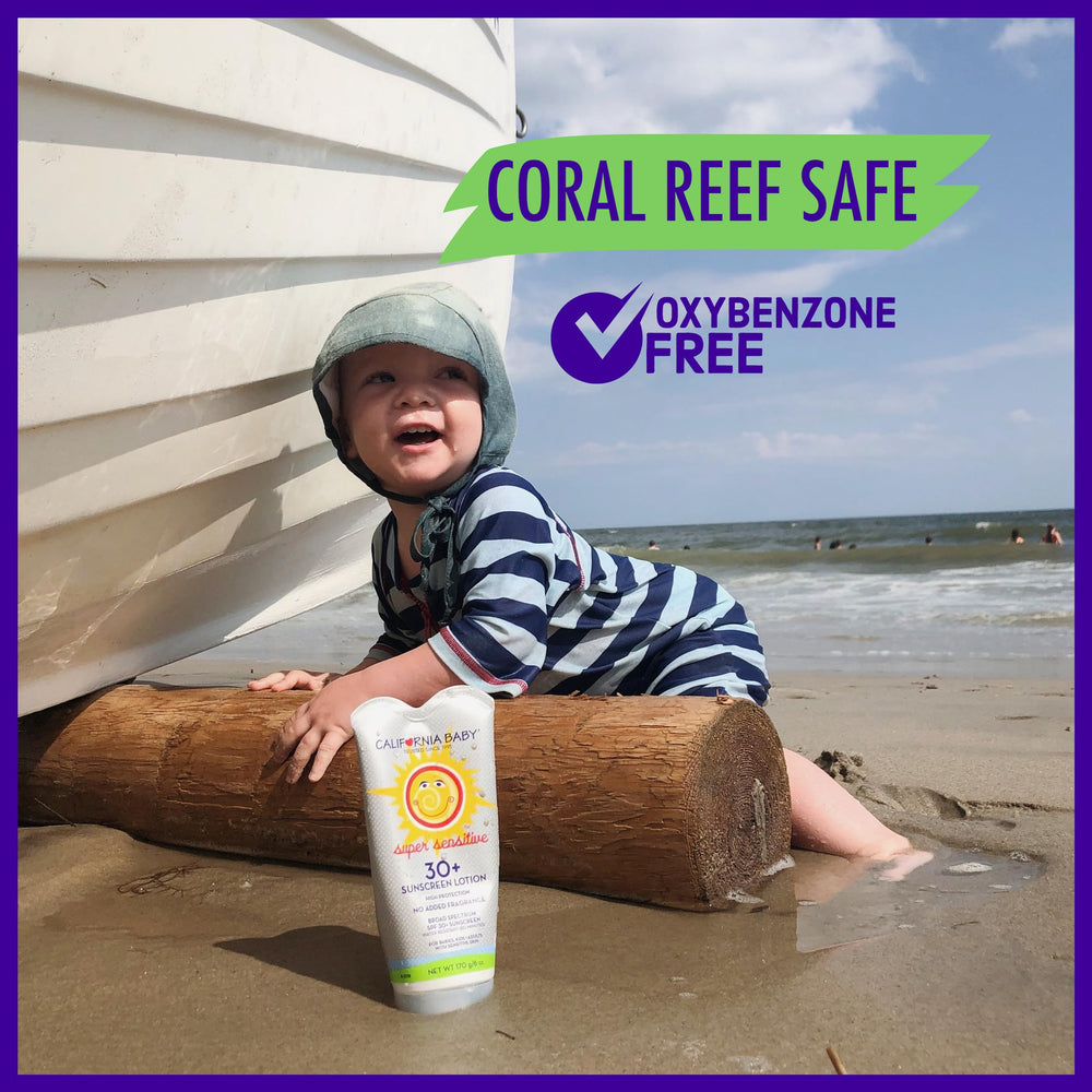 California Baby sunscreen in water to show its resistance.