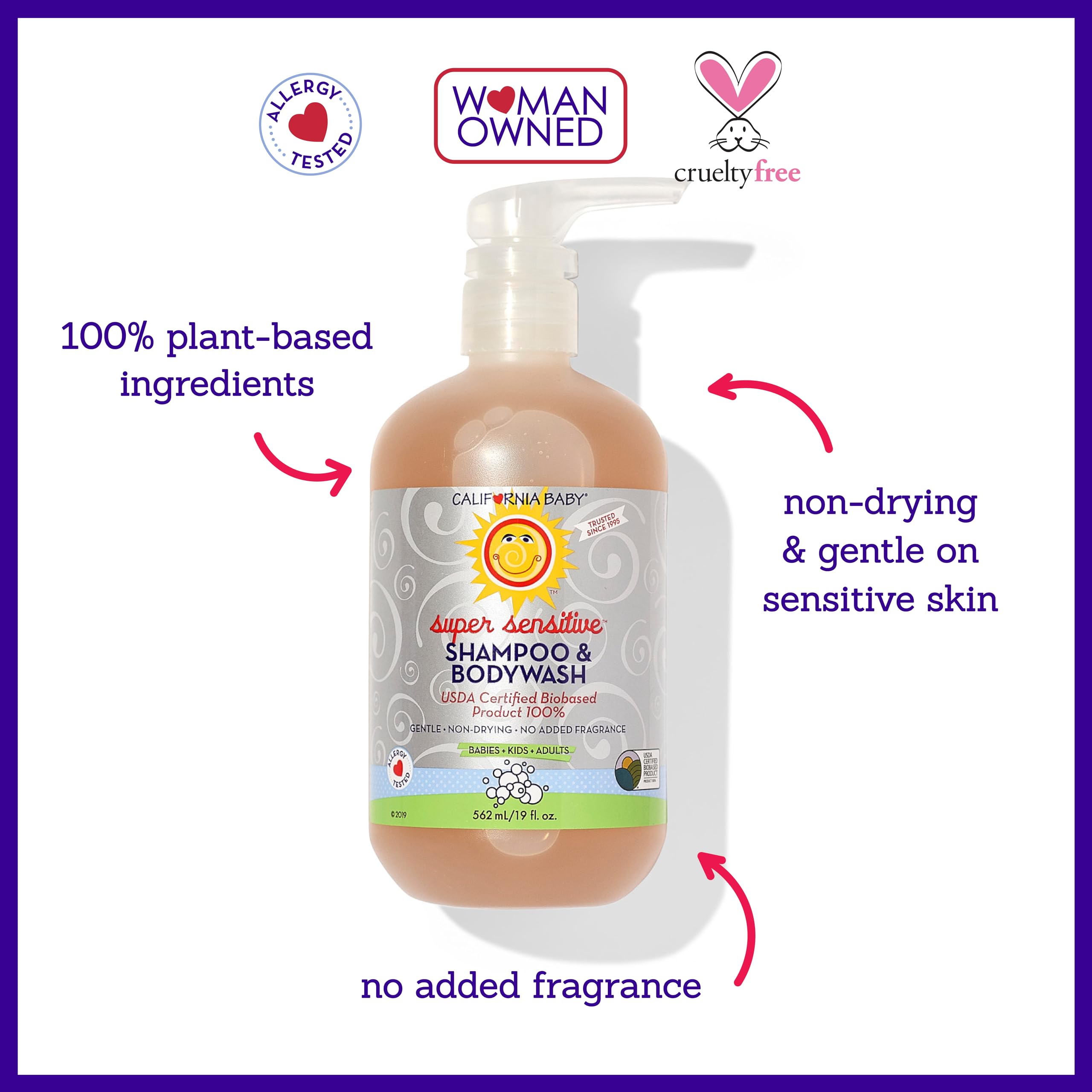 Bubble bath shot showing gentle, fragrance-free wash suitable for sensitive skin