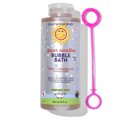 California Baby Super Sensitive Bubble Bath bottle with gentle plant-based bubbles for sensitive skin.