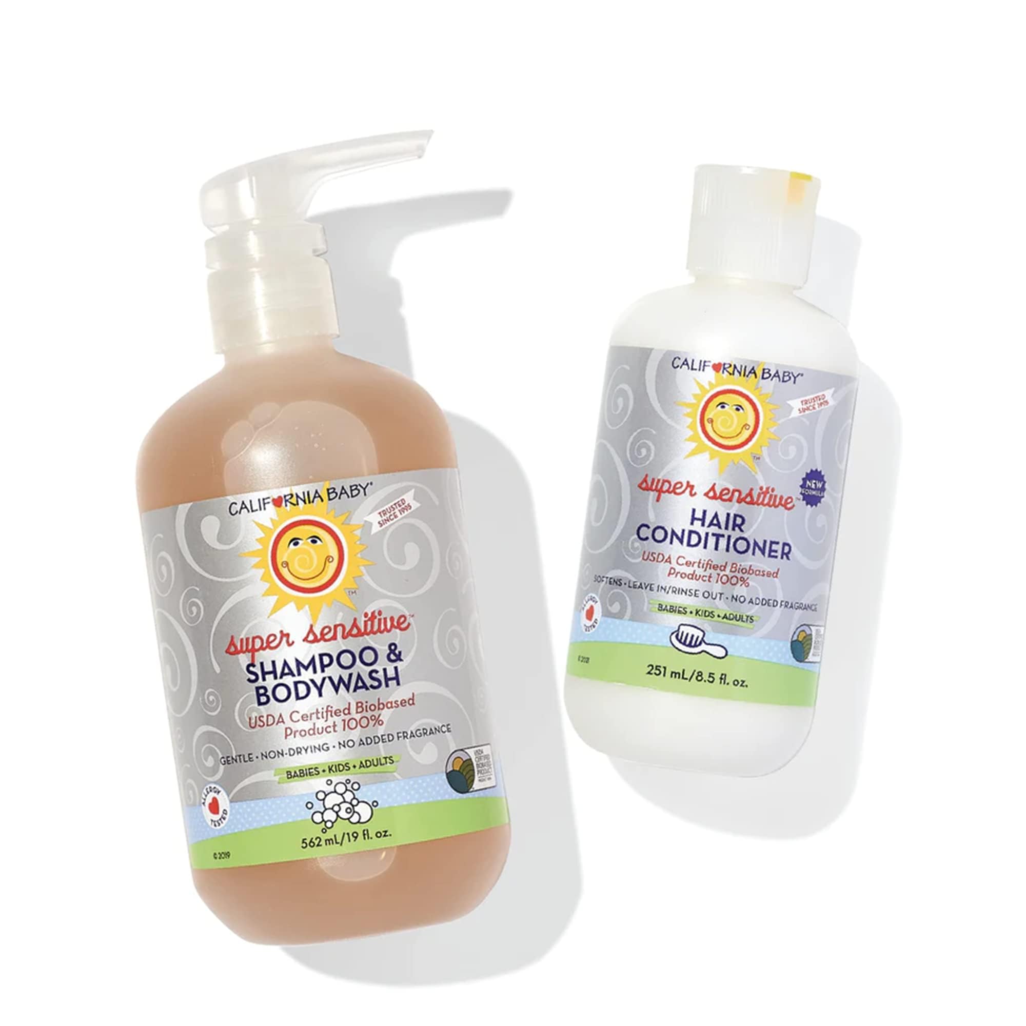 California Baby Super Sensitive Shampoo bottle, fragrance-free for sensitive skin.
