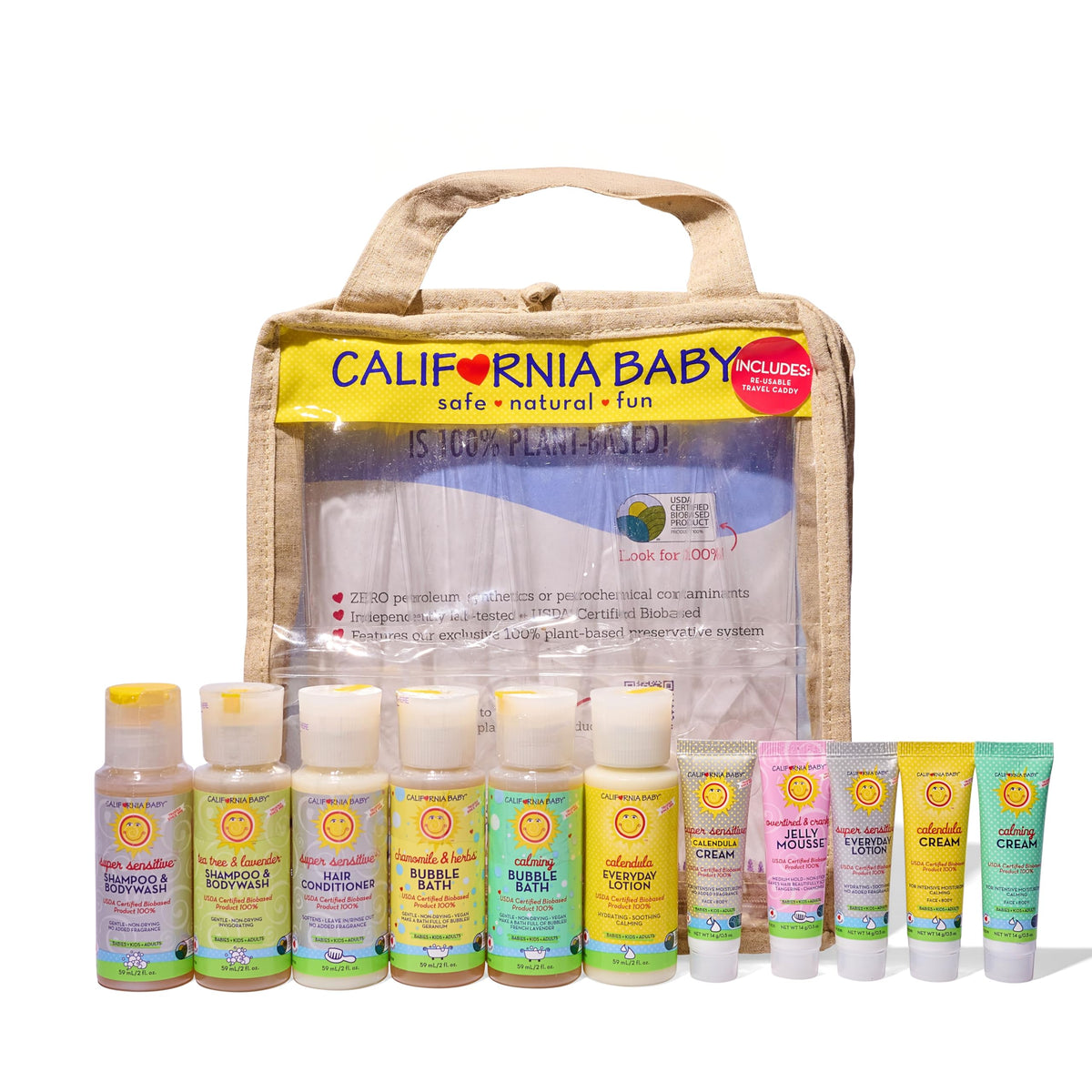 California Baby travel shampoo bottle for gentle, plant-based cleansing on the go.