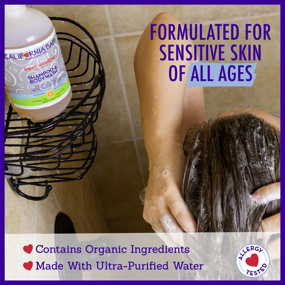 California Baby unscented baby wash label emphasizes fragrance-free care for newborns and toddlers