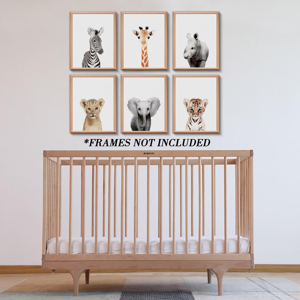 Calmart Jungle Nursery wall art baby-animals print supports imaginative play time.