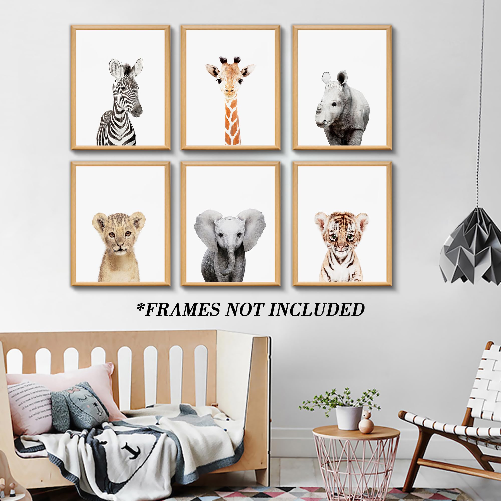 Calmart Jungle Nursery wall art elephant print adds gentle charm to nap time.