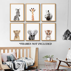 Calmart Jungle Nursery wall art elephant print adds gentle charm to nap time.