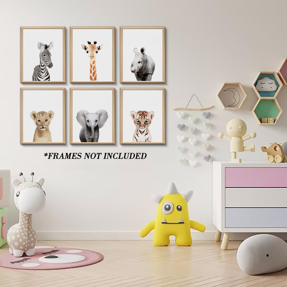 Calmart Jungle Nursery wall art rhino portrait adds rustic safari vibe to nursery.