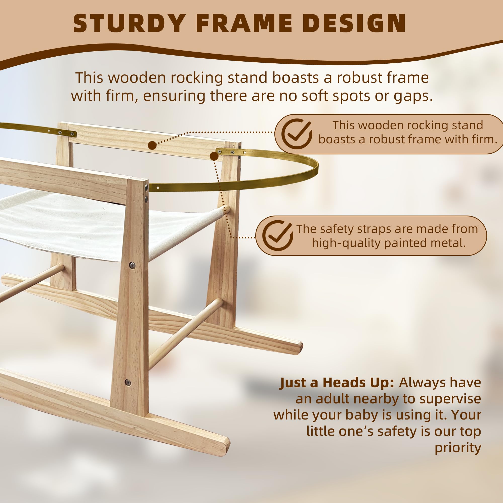 Calvana basket stand locking mechanism secures Moses baskets.