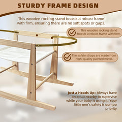 Calvana basket stand locking mechanism secures Moses baskets.