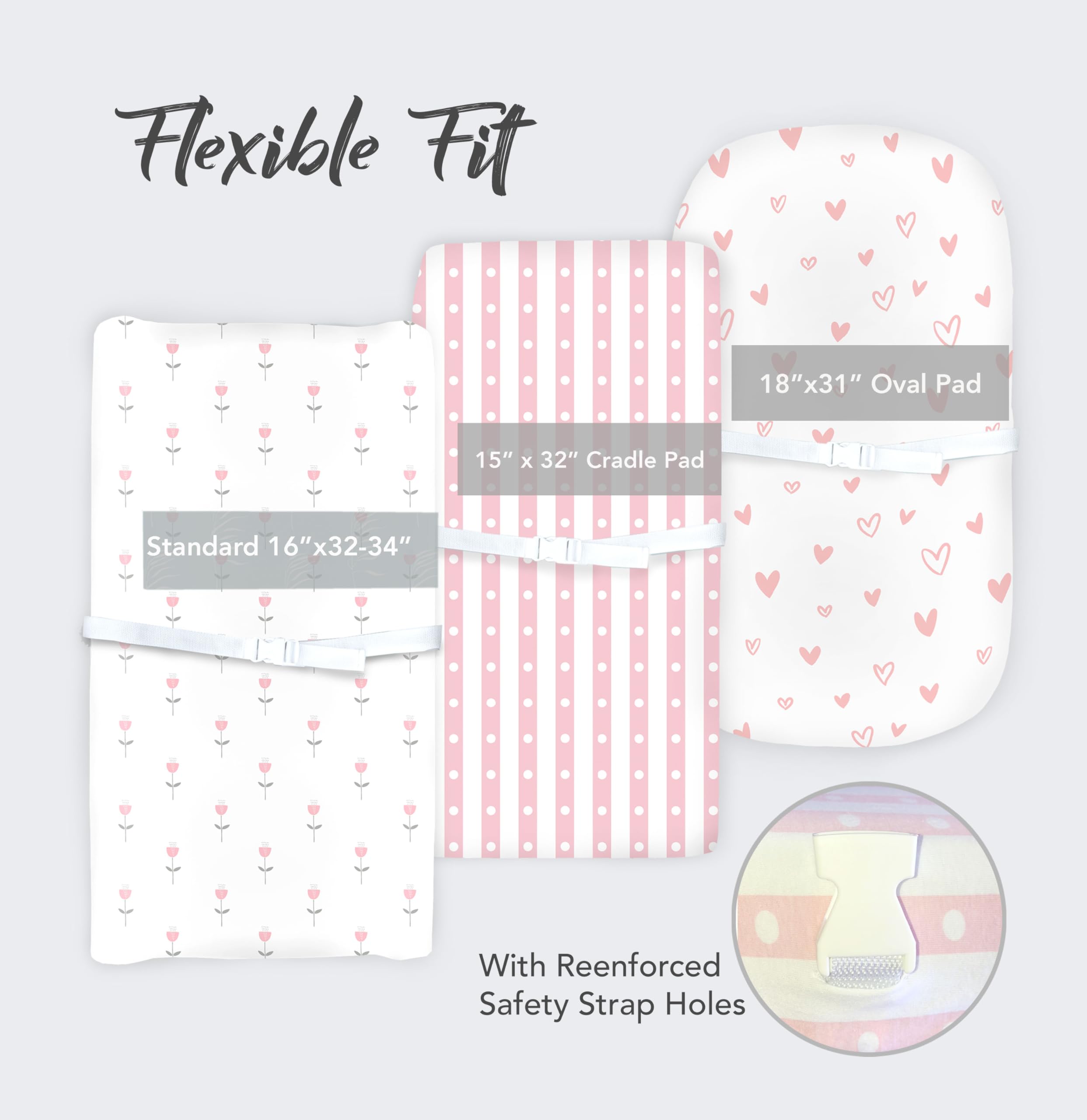 Cambria Baby pink changing pad cover with elastic for a snug fit