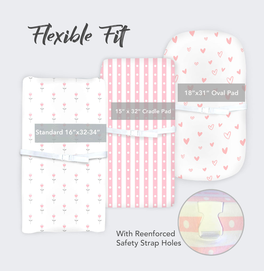 Cambria Baby pink changing pad cover with elastic for a snug fit