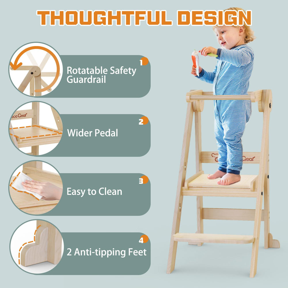 CaMecequter natural wood tower, open-frame design for kitchen use.