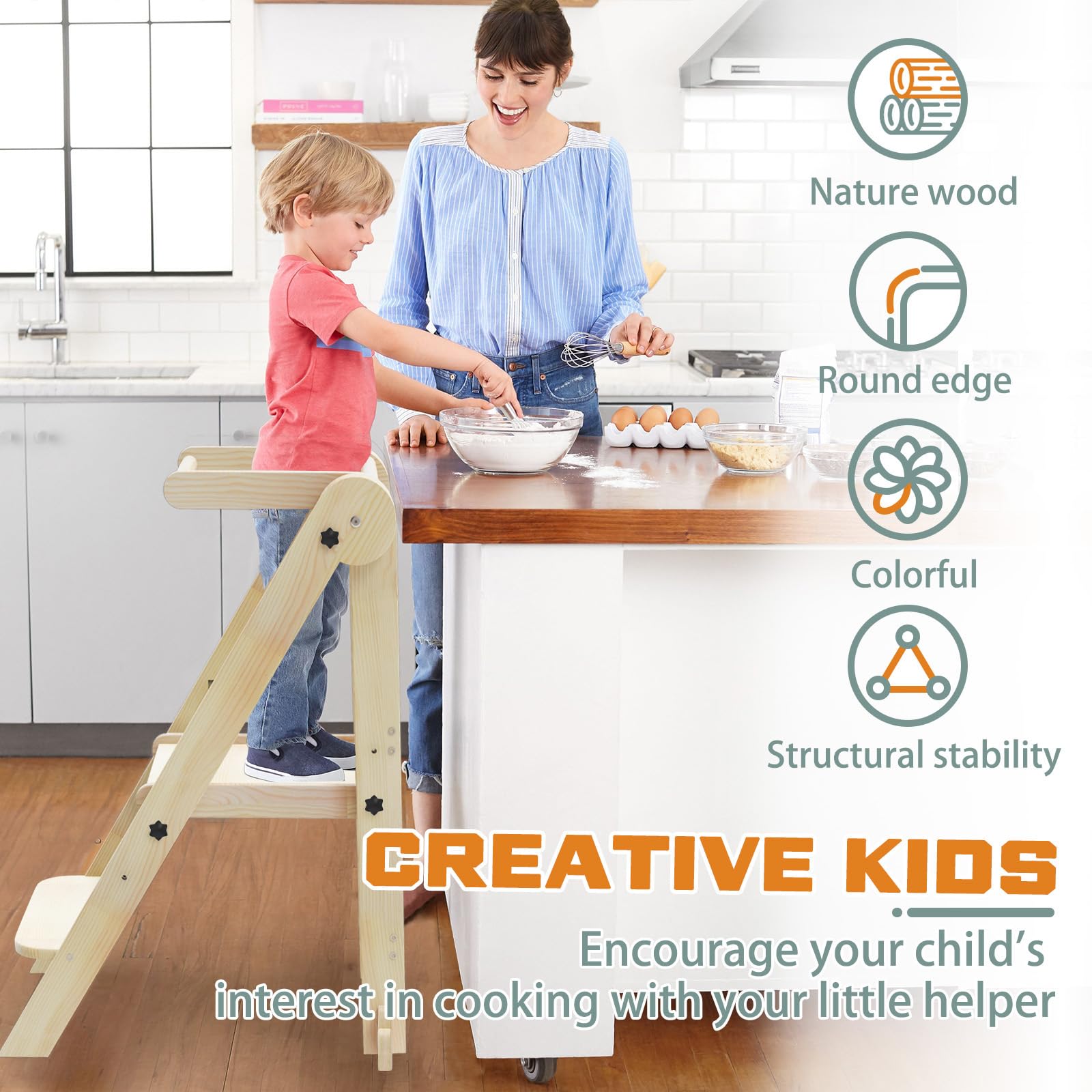 CaMecequter toddler stool with three-height levels, grows with your child.