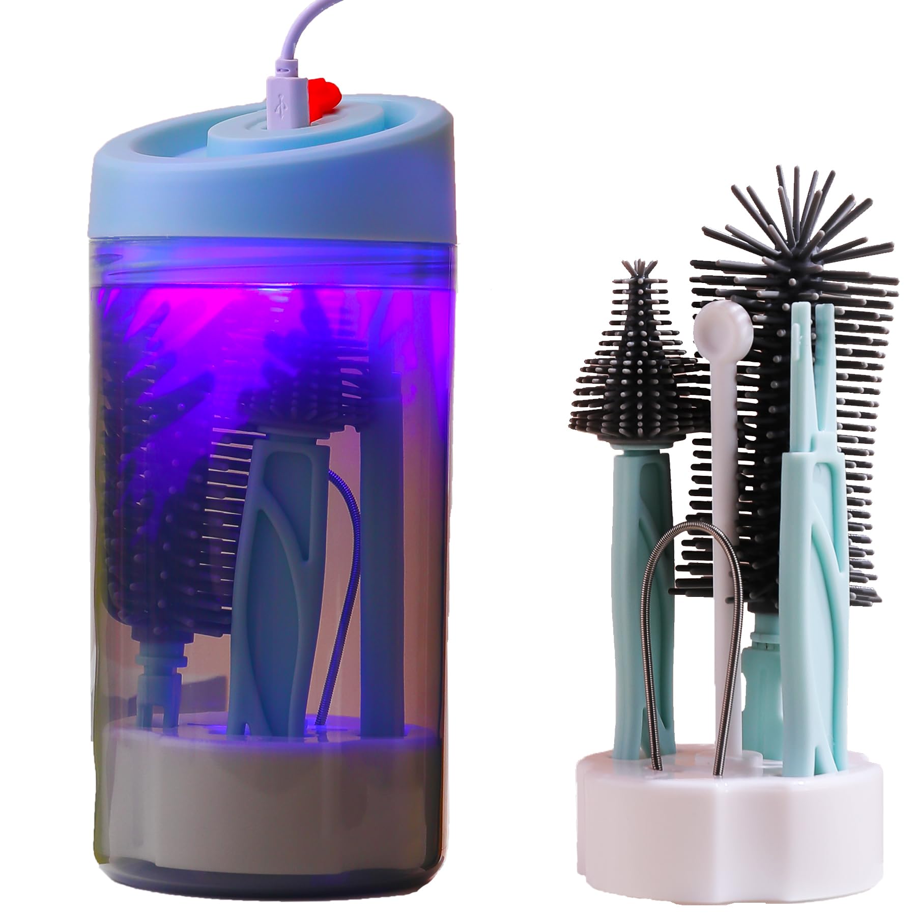 Camelcell baby bottle brush with stand for quick, hygienic bottle cleaning