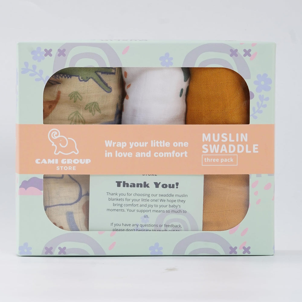 CAMI GROUP STORE muslin swaddle with floral mustard pattern offers gentle warmth