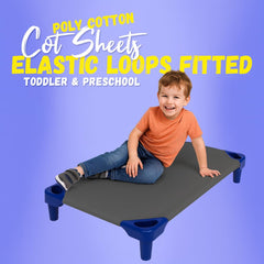 Reinforced elastic loops keep Camp County Beyond cot sheet securely in place.