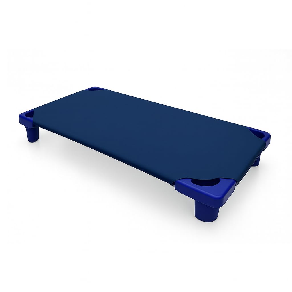 Camp County Beyond fitted cot sheet 22x52 navy blue for snug daycare naps.