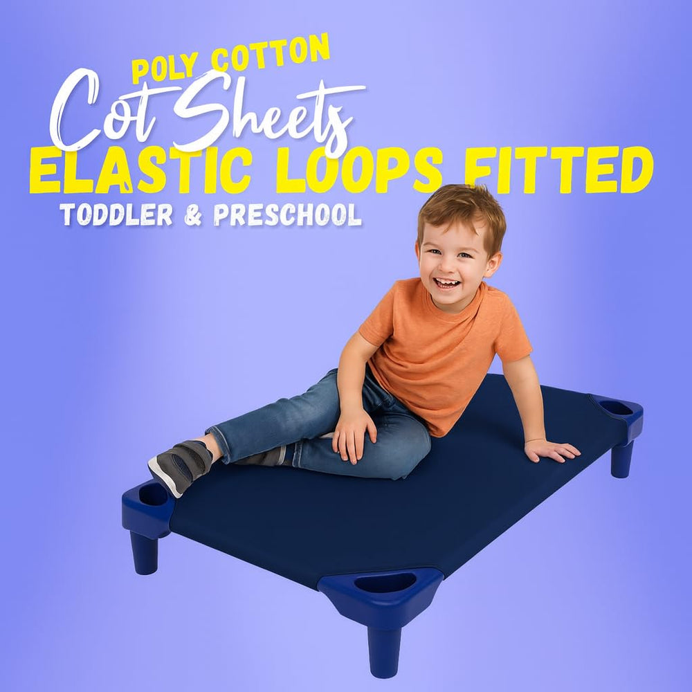 Camp County Beyond pack of 6 cot sheets in navy blue offers value and ready coverage.