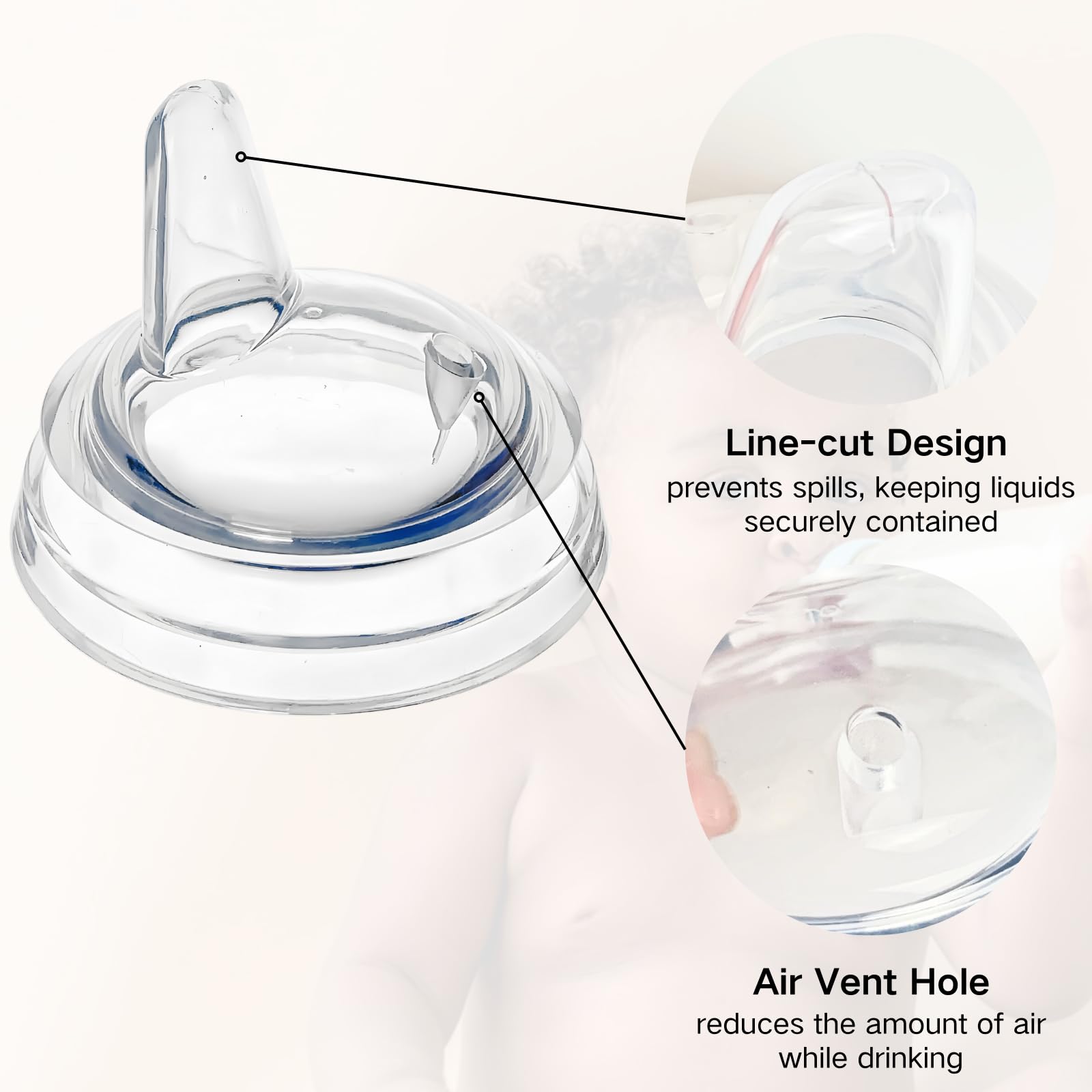 CAMTOVGCA soft silicone spout provides gentle flow and comfort.