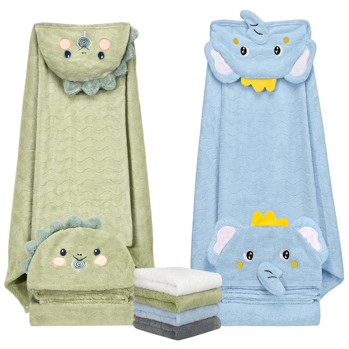 CandyHome 6-Piece Toddler Bath Towel Set main image showcases complete set ready for bath time