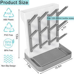 CandyHome drying rack with adjustable twig height for different bottle sizes.