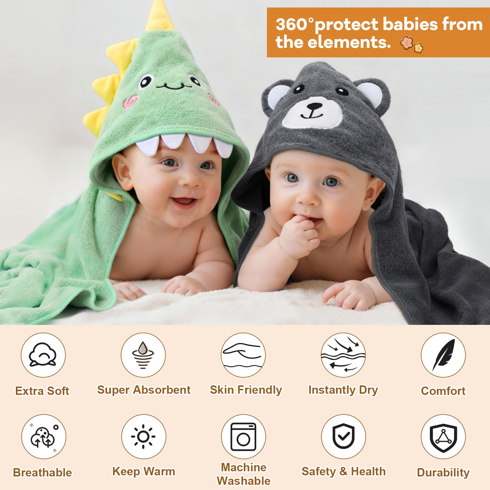 CandyHome bear hooded towel makes bath time comfy and cute