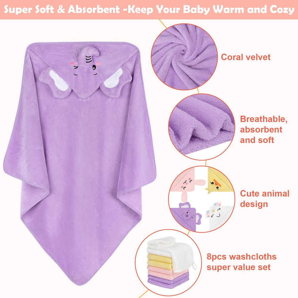 CandyHome unicorn hooded towel whimsical print and soft texture