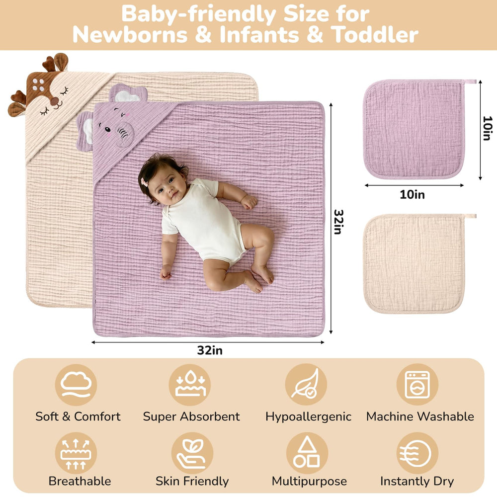 CandyHome newborn towel wrapped around baby after bath.