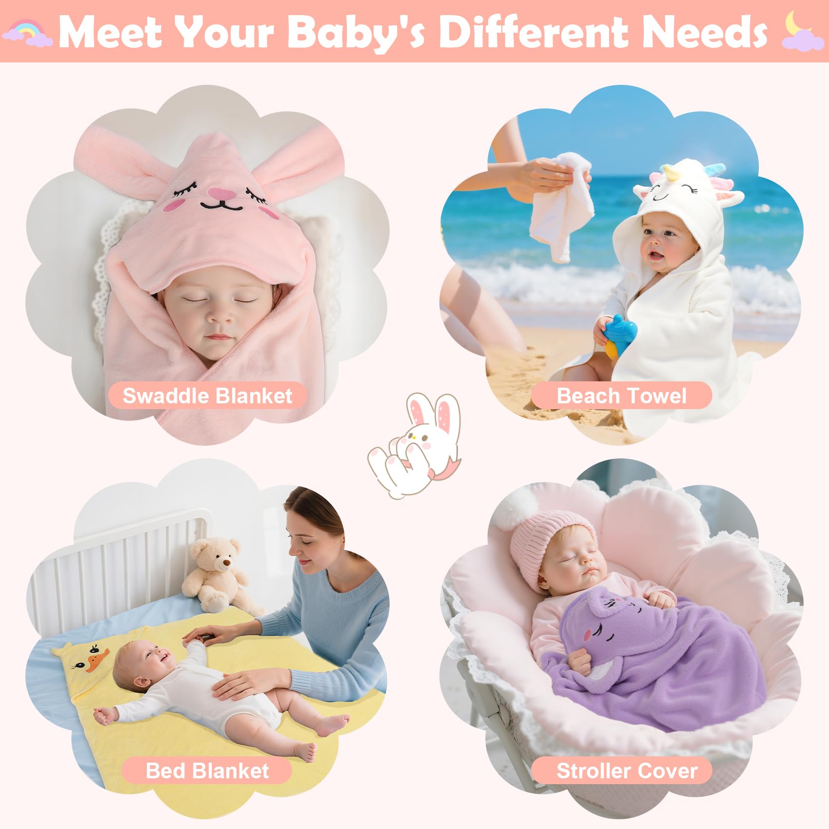 CandyHome bath time towel set versatile after-bath use for kids