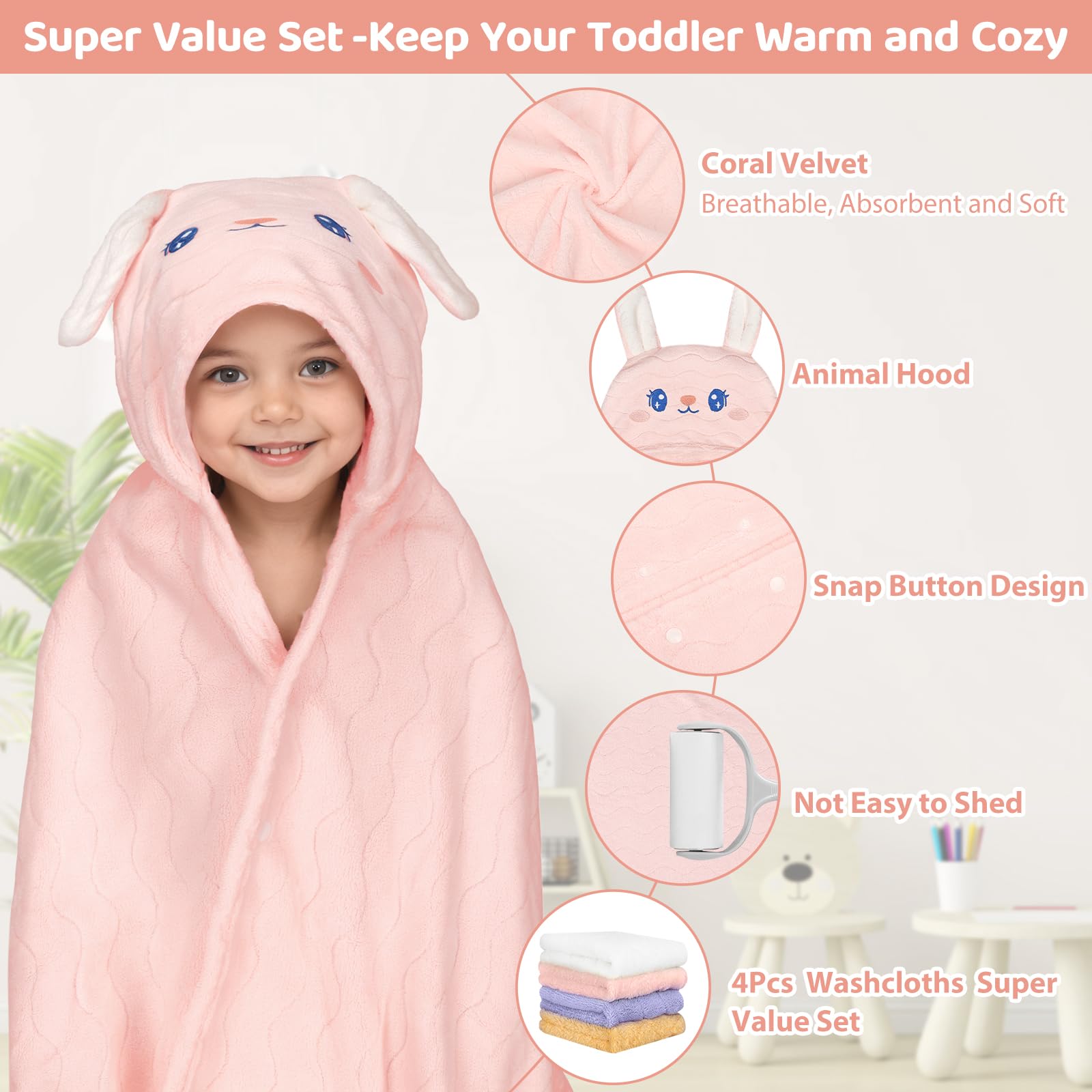CandyHome coral fleece close-up shows plush, absorbent fabric.