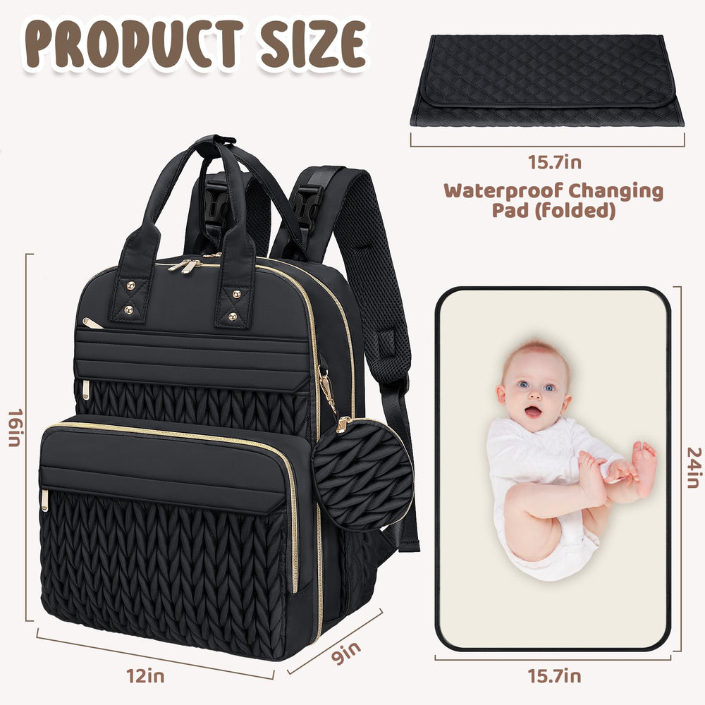 CandyHome diaper bag backpack showing changing pad for comfortable in-car or on-site changes