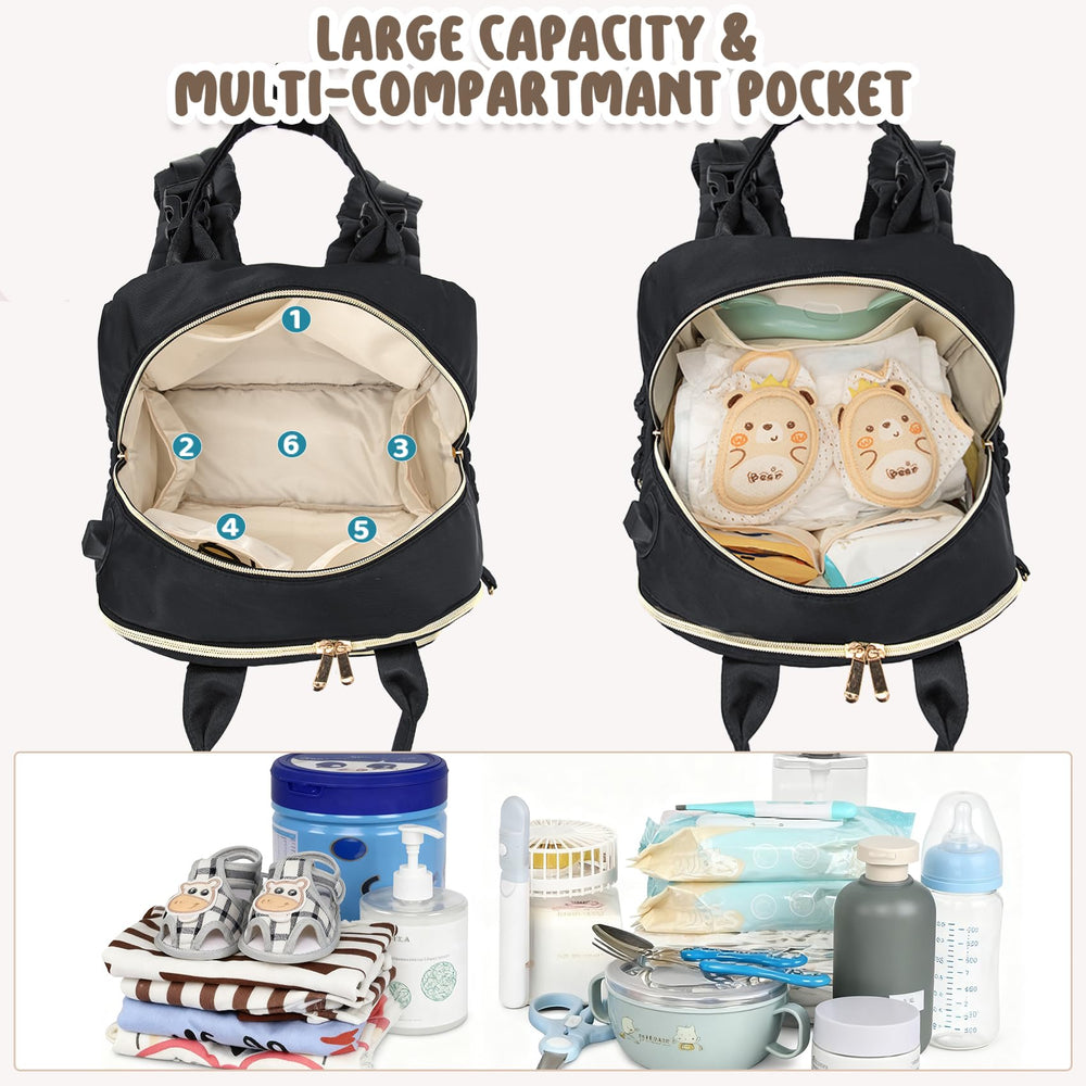Compact stroller bag option keeps baby items within reach while traveling