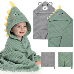 CandyHome dinosaur hooded towel ready for bath time warmth