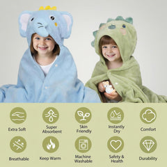 CandyHome dinosaur hooded towel with playful face adds warmth after bath