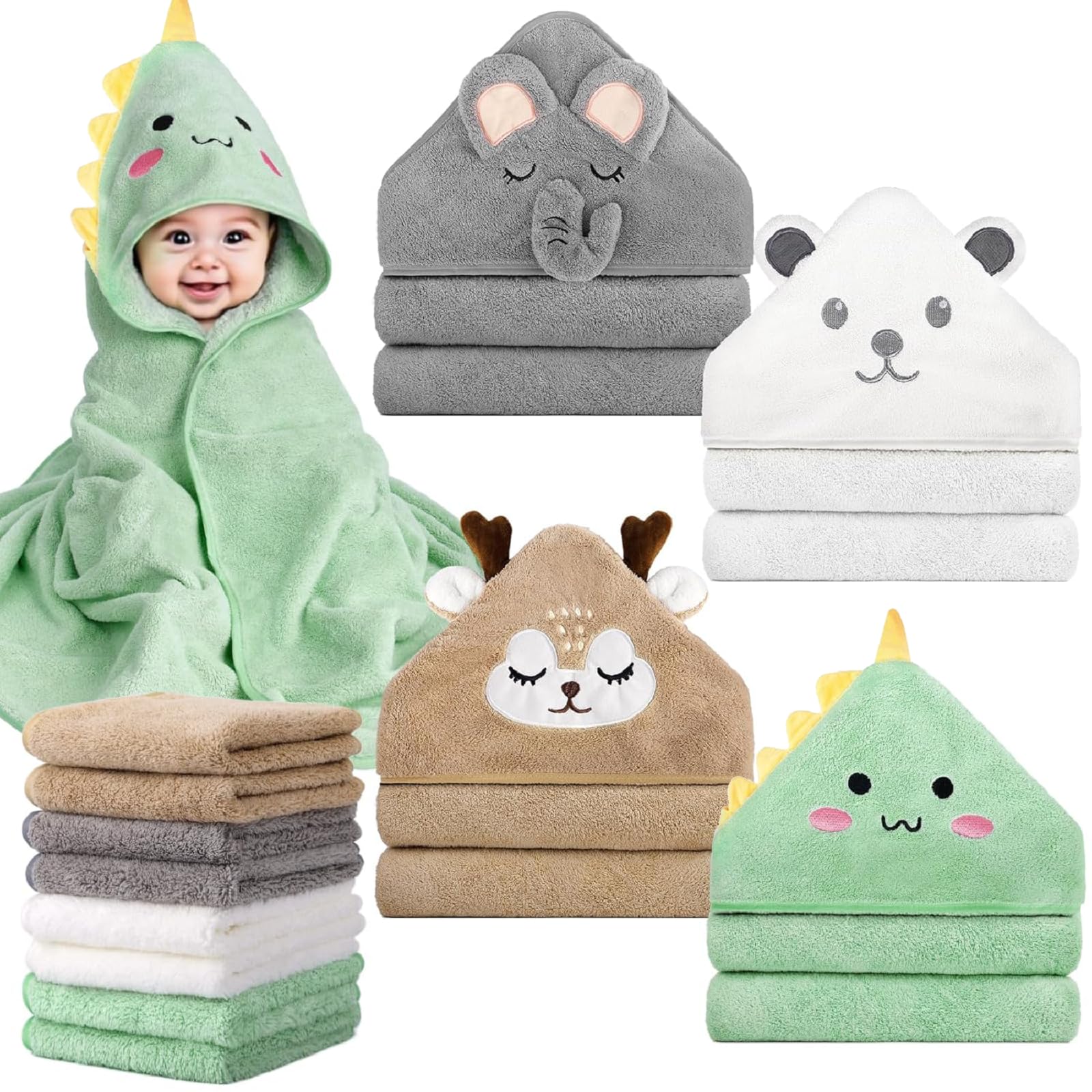 CandyHome hooded towel with dinosaur design, cozy after bath
