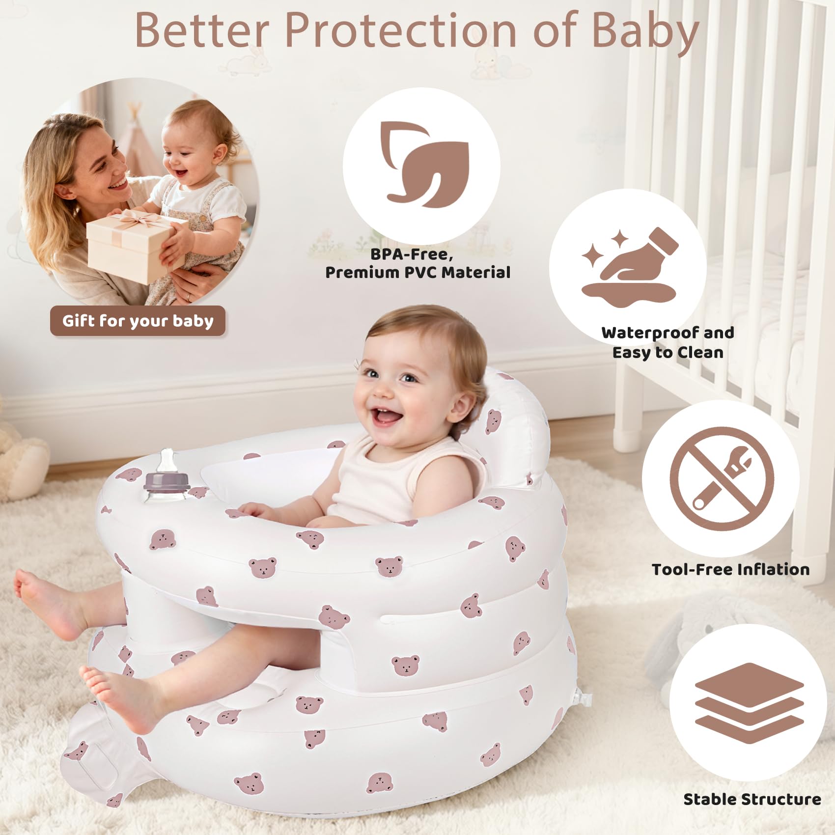 CandyHome Bear seat base with non-slip design for stability