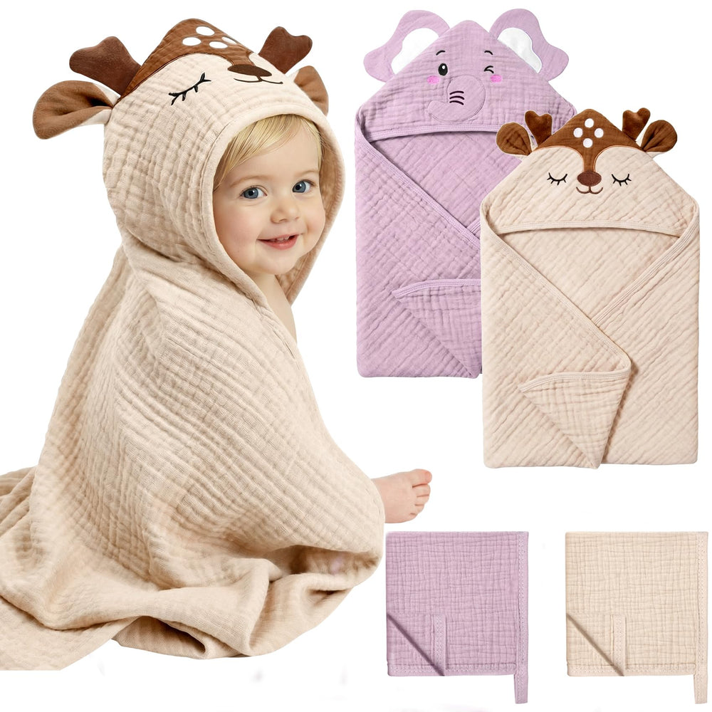 CandyHome hooded elephant towel offers soft, absorbent warmth after bath.