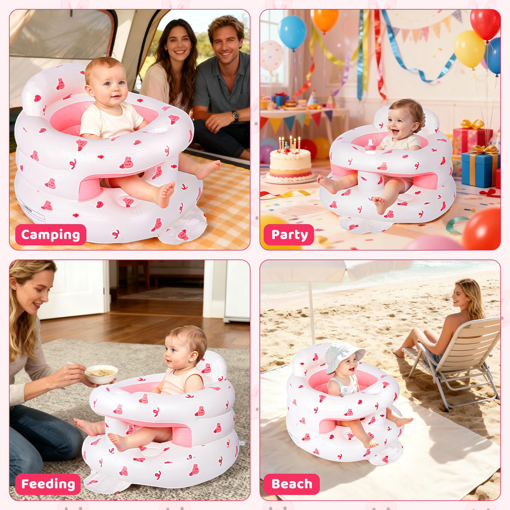 CandyHome Rabbit wide non-slip base enhances safety during rest.