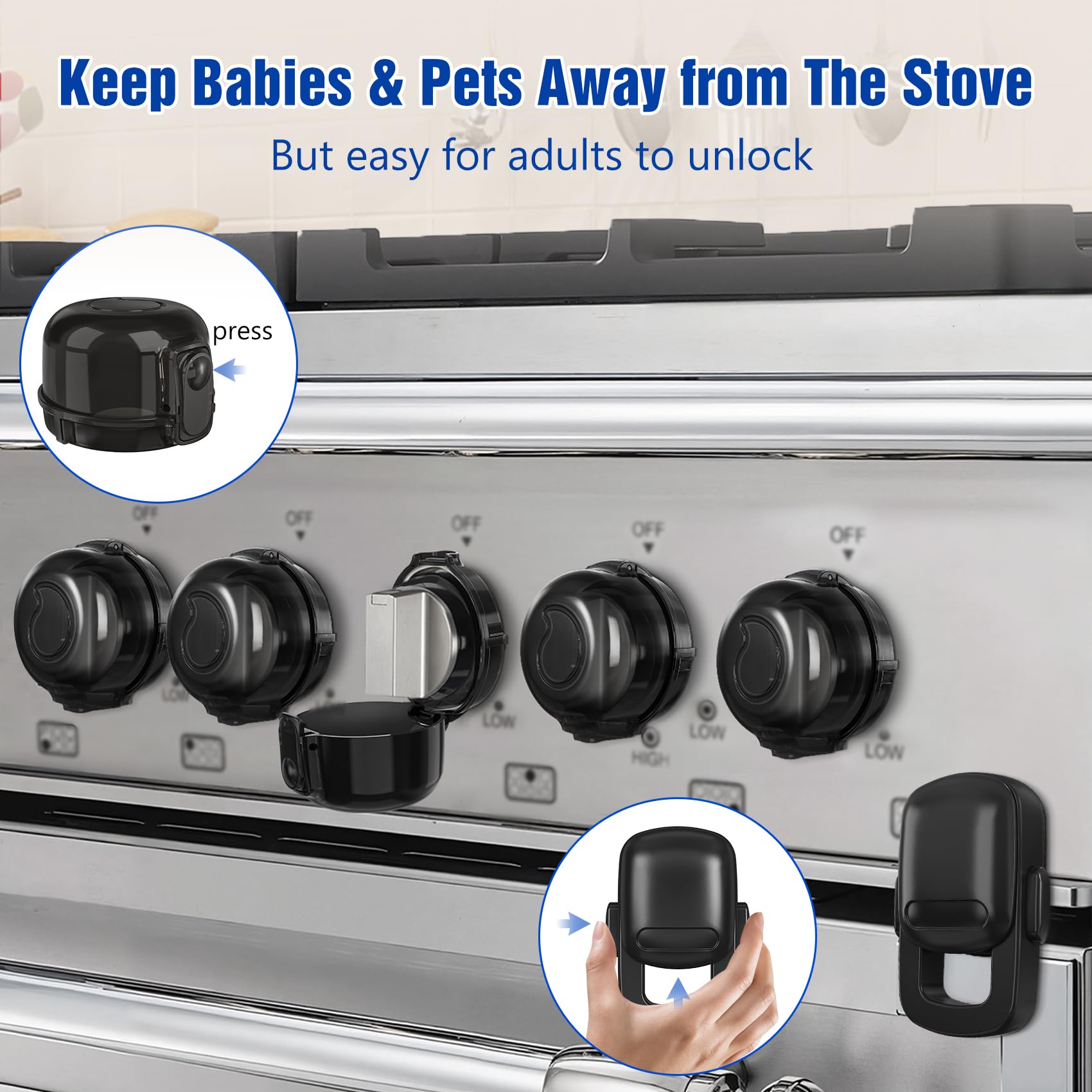 CandyHome universal-fit knob covers close-up showing dial visibility and safe design